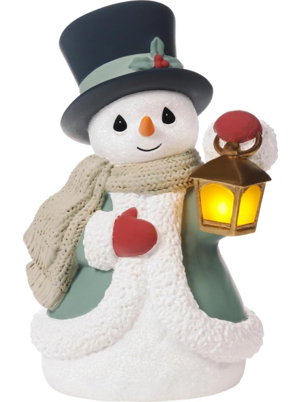 Precious Moments Snowman Figurine With LED Lantern & Scarf